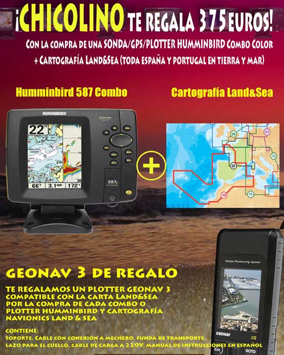 Sonda GPS-PLOTTER  HUMMINBIRD -587 + carta + GRATIS GEONAV 3